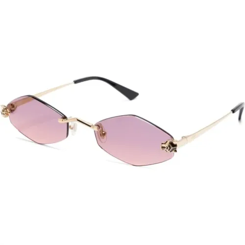 Gold Sunglasses with Original Case , female, Sizes: 55 MM - Cartier - Modalova