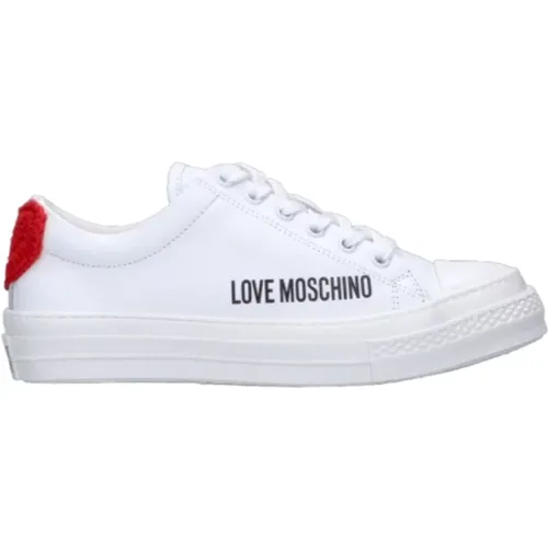 Modische Sneakers - Sneakerd.vulc40 Vitello Bian/Rosso Ja15914G0Giar , Damen, Größe: 36 EU - Love Moschino - Modalova