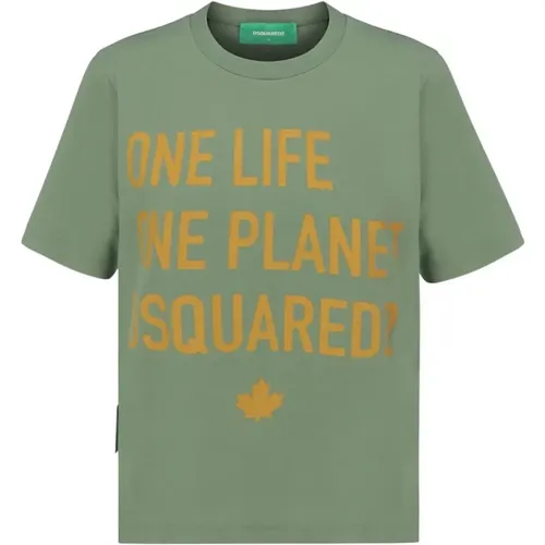 One Life One Planet Printed T-Shirt , female, Sizes: XL, M, 2XS, S, L, XS - Dsquared2 - Modalova