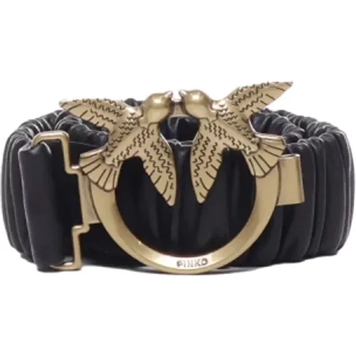 Curled Effect Leather Belt with Love Birds Buckle , female, Sizes: XS - pinko - Modalova