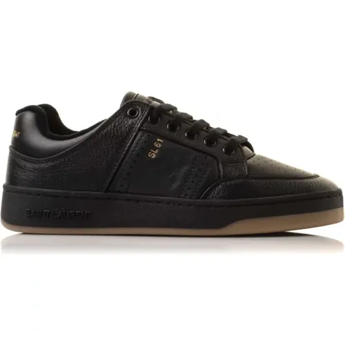 Schwarze Schnürsneaker mit Goldenen Details , Herren, Größe: 42 EU - Saint Laurent - Modalova