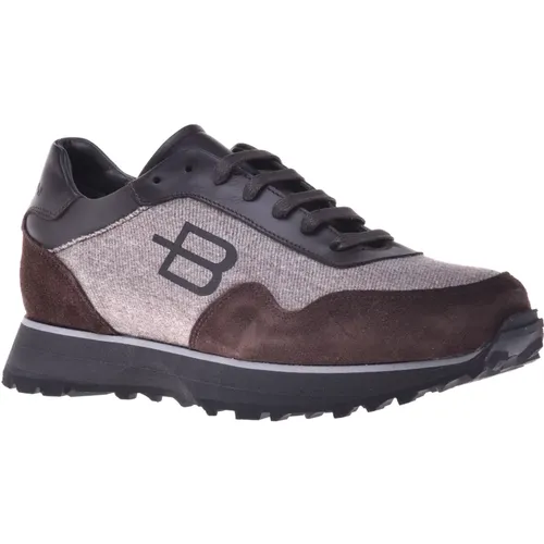 Trainers in dark brown and beige suede and fabric , male, Sizes: 5 UK, 8 UK, 12 UK, 7 UK, 10 UK, 8 1/2 UK, 11 UK - Baldinini - Modalova