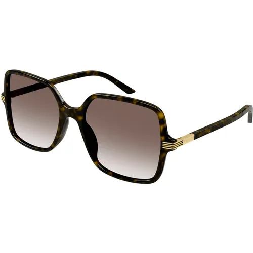 Stylish Sonnenbrillen in Havana Gold/ , Damen, Größe: 55 MM - Gucci - Modalova