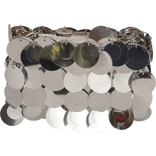 Silver Sparkle Layered Chain Handbag , female, Sizes: ONE SIZE - Paco Rabanne - Modalova