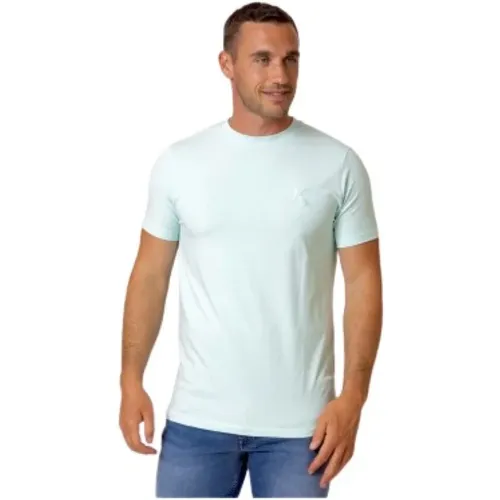 Mintgrünes T-Shirt mit gesticktem K , Herren, Größe: 2XS - Karl Lagerfeld - Modalova