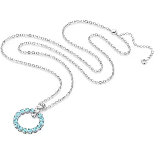 Blue Crystal Pendant Necklace Exalta , female, Sizes: ONE SIZE - Swarovski - Modalova