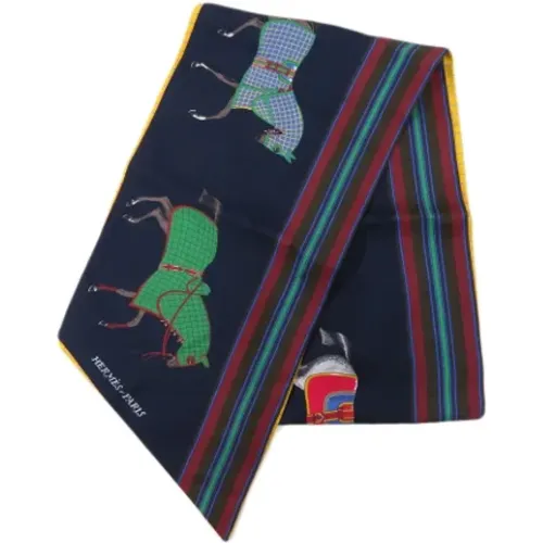 Pre-owned Navy Silk Hermès Scarf , female, Sizes: ONE SIZE - Hermès Vintage - Modalova