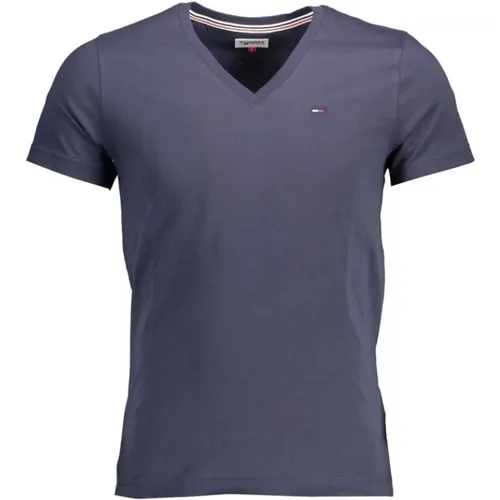 Blau Baumwolle Besticktes Logo T-Shirt - Tommy Hilfiger - Modalova