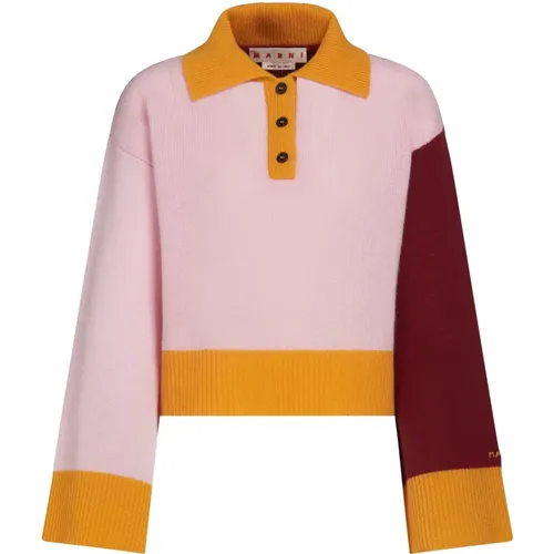 Kaschmir Colourblock Polo Pullover - Marni - Modalova
