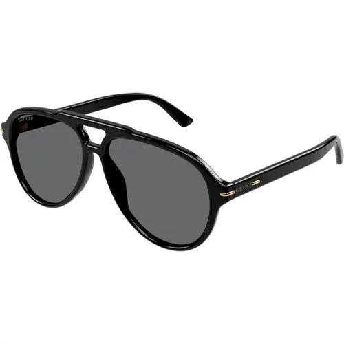 Schwarz/Graue Sonnenbrille , Herren, Größe: 58 MM - Gucci - Modalova