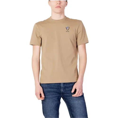 Baumwoll T-Shirt mit Kurzen Ärmeln , Herren, Größe: S - Blauer - Modalova