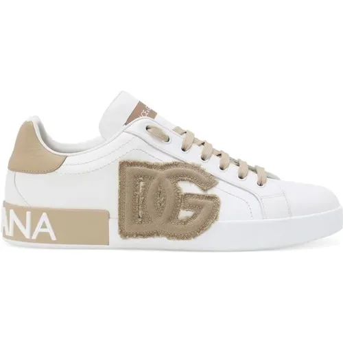 Weiße/Beige Panel Sneakers , Herren, Größe: 44 EU - Dolce & Gabbana - Modalova