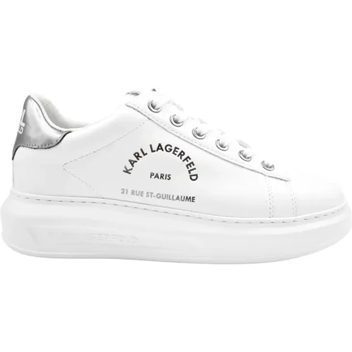 Weiße Leder Flache Schuhe Silber , Damen, Größe: 37 EU - Karl Lagerfeld - Modalova