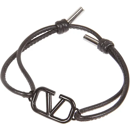 VLogo Signature Leather Bracelet , male, Sizes: ONE SIZE - Valentino Garavani - Modalova