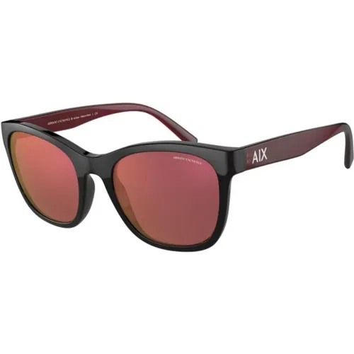 Schwarze und Bordeaux Resin Sonnenbrille - Armani Exchange - Modalova