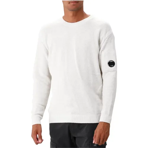 Weicher Weißer Melange Strickpullover , Herren, Größe: S - C.P. Company - Modalova