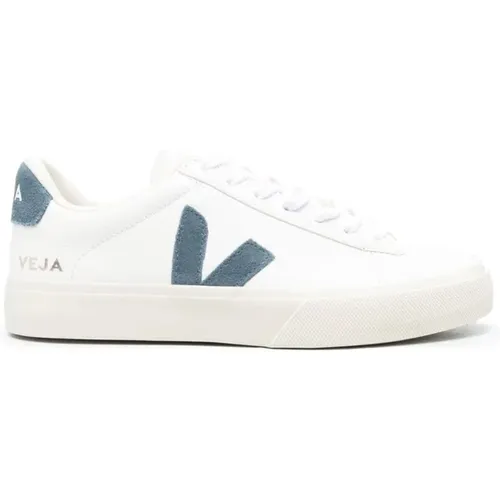 Weiße Leder Blaue Ferse Sneakers , Damen, Größe: 41 EU - Veja - Modalova