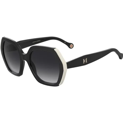 Black White/Grey Shaded Sunglasses , female, Sizes: 55 MM - Carolina Herrera - Modalova