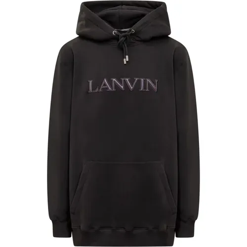 Schwarzer Hoodie-Sweatshirt mit gesticktem Logo - Lanvin - Modalova