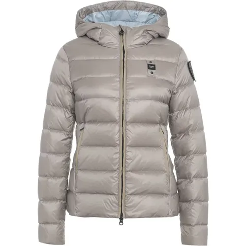 Gepolsterte Daunenjacke mit Logo-Details , Damen, Größe: L - Blauer - Modalova