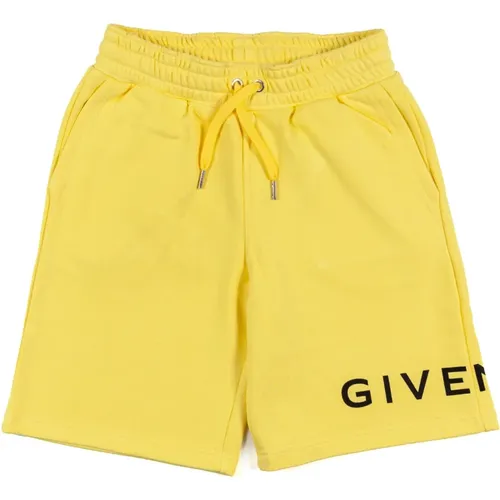 Gelbe Fleece Bermuda Shorts mit Schwarzen Logos - Givenchy - Modalova