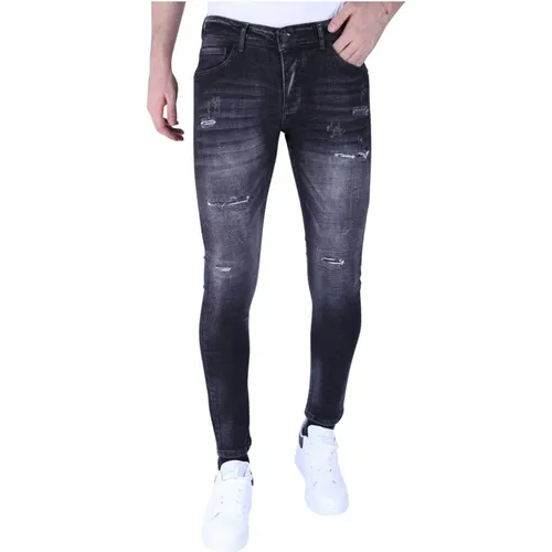 Stonewash Jeans Slim Fit Für Männer Mit Rissen - 1096 - Local Fanatic - Modalova