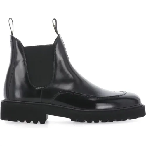 Schwarze Leder Chelsea Boots mit Elastischen Einsätzen , Herren, Größe: 41 EU - Doucal's - Modalova