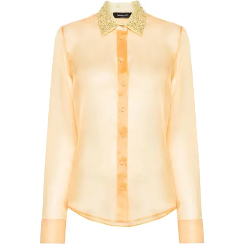 Silk Shirt Bead Detailing , female, Sizes: M, L - Fabiana Filippi - Modalova