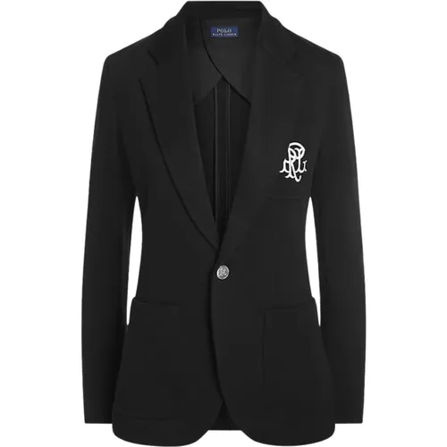 Schwarzer Strukturierter Blazer mit Tiefem Ausschnitt , Damen, Größe: 2XS - Polo Ralph Lauren - Modalova