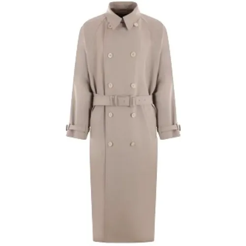 Grauer Woll-Doppelreiher Trenchcoat - Prada - Modalova