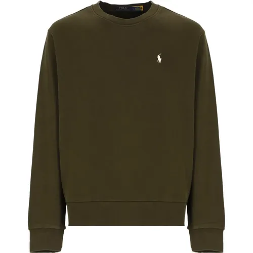 Grüner Baumwoll-Rundhalsausschnitt-Sweatshirt , Herren, Größe: M - Ralph Lauren - Modalova