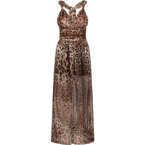 Leopard-print dress , female, Sizes: M - Dolce & Gabbana - Modalova