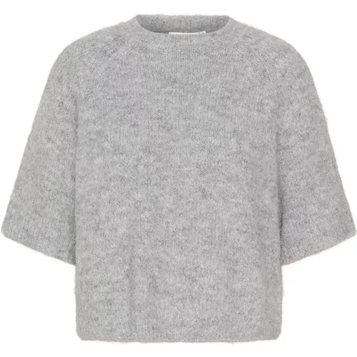 Grau Melange Gestrickter Pullover , Damen, Größe: XL - Kaffe - Modalova