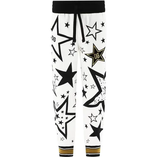 Cotton Sweatpants with Allover Print , male, Sizes: S - Dolce & Gabbana - Modalova
