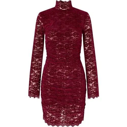 Elegantes Gerafftes Bordeaux Kleid , Damen, Größe: S - Cras - Modalova