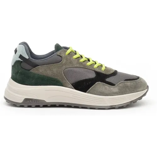 Grüne Wildleder- und Stoff-Sneakers , Herren, Größe: 39 EU - Hogan - Modalova