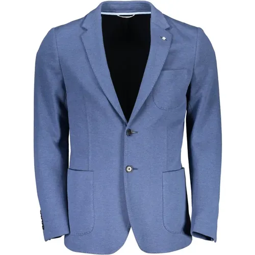 Klassische Blaue Baumwolljacke mit Taschen , Herren, Größe: S - Gant - Modalova