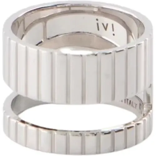 Silver-Tone Rhodium Slot Ring Core , female, Sizes: 49 MM, 56 MM - IVI - Modalova