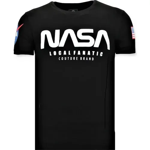 Bedrucktes T-Shirt Herren - Nasa Amerikanische Flagge Shirt , Herren, Größe: M - Local Fanatic - Modalova