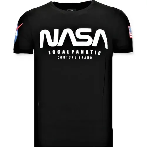 Bedrucktes T-Shirt Herren - Nasa Amerikanische Flagge Shirt , Herren, Größe: XL - Local Fanatic - Modalova