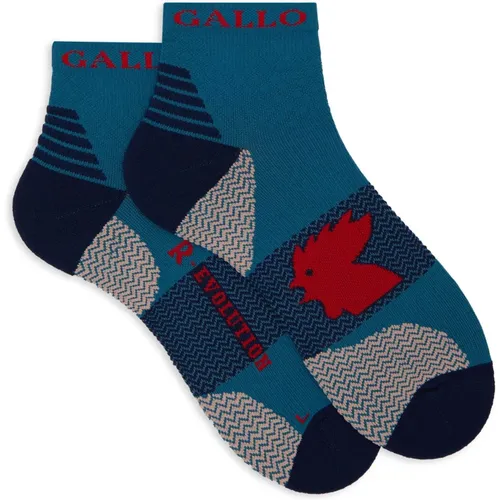 Unisex super kurze blaue technische Frottee-Socken mit Zickzack-Motiv , unisex, Größe: M - Gallo - Modalova