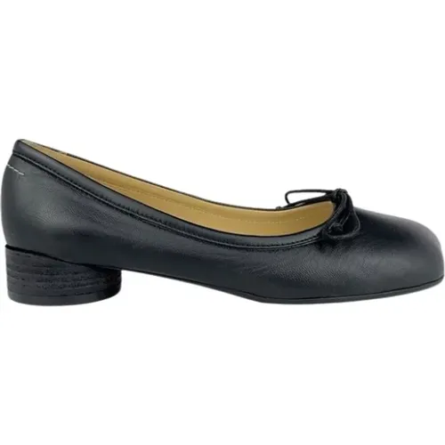 Leather Ballet Flats with Bow , female, Sizes: 3 UK, 4 1/2 UK, 6 UK - MM6 Maison Margiela - Modalova