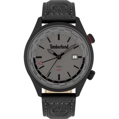 Schwarze Lederuhr Quarz Analog Grau - Timberland - Modalova