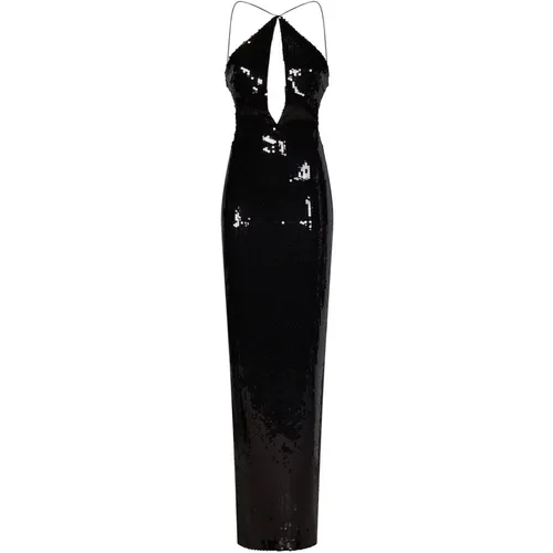 Schwarzes Kleid mit Halterneck und Tränenförmigem Ausschnitt - Monot - Modalova