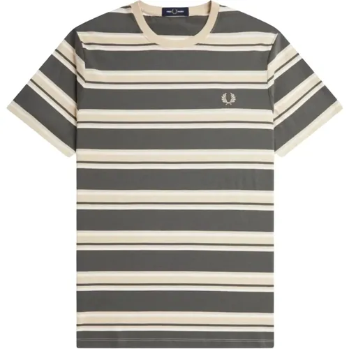 Herren Gestreiftes T-Shirt Casual Stil , Herren, Größe: S - Fred Perry - Modalova