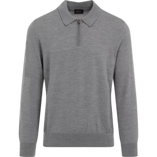 Flanell Polo Zip-Up Hemd , Herren, Größe: L - Brioni - Modalova