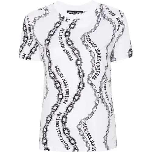 Stilvolles Weißes T-Shirt für Frauen , Damen, Größe: M - Versace Jeans Couture - Modalova