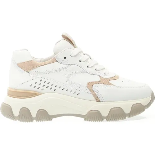 Weiße und beige stylische Sneaker , Damen, Größe: 40 EU - Hogan - Modalova