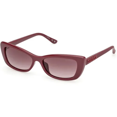 Burgundy Acetate Sunglasses with Brown Lenses , female, Sizes: 55 MM - Guess - Modalova