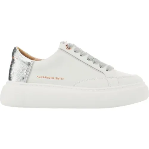 Umweltfreundliche Weiße Silberne Sneakers , Damen, Größe: 40 EU - Alexander Smith - Modalova